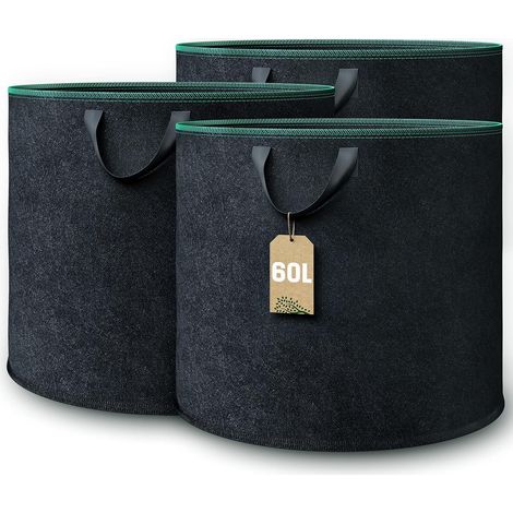 Pflanzsäcke, Atmungsaktives Geotextil, 60 L, Stabile Griffe, Balkongärtnern