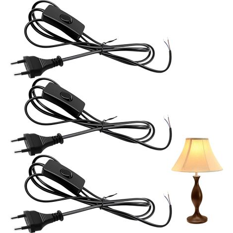3er-pack Kabel Mit Schalter Und Stecker, 1,8 M Pvc-kabel, Lampenstecker, Für Den Heimgebrauch