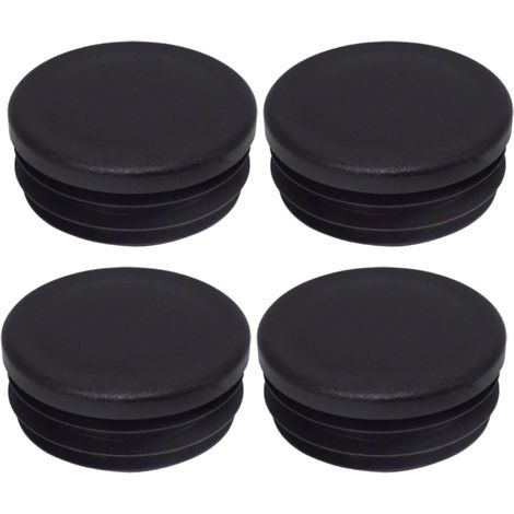 Satz Mit 4 Runden Rohrendkappen 50 Mm, Schwarzer Kunststoff, Ral 9005, Für Zaunpfosten