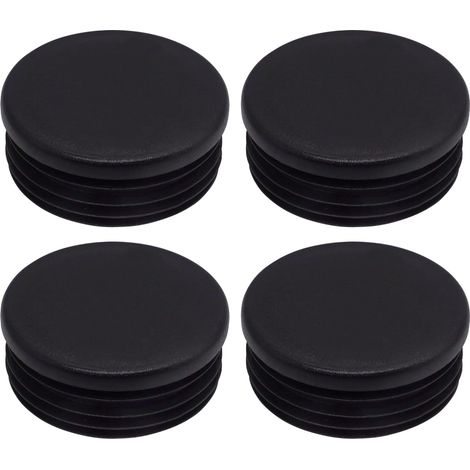 Satz Mit 4 Schwarzen Kunststoff-rohrendkappen (60 Mm, Ral 9005) Für Zäune