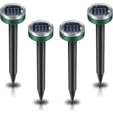 4-teiliges Maulwurfabwehr-set, Solarbetrieben, Ultraschall, Für Gärten, 7000 Quadratfuß Umfang