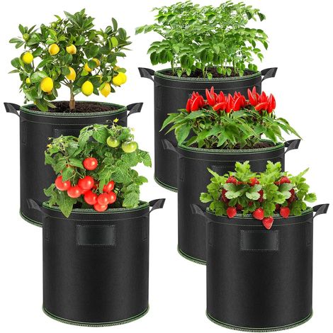 Set Mit 5 Pflanzsäcken, 30 L, Mit Griffen, Vliesfilz, Für Gemüse Im Freien