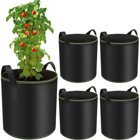 X 40-liter-pflanzsäcke Mit Griffen, Vliestöpfe Für Gemüse, Blumen Und Garten