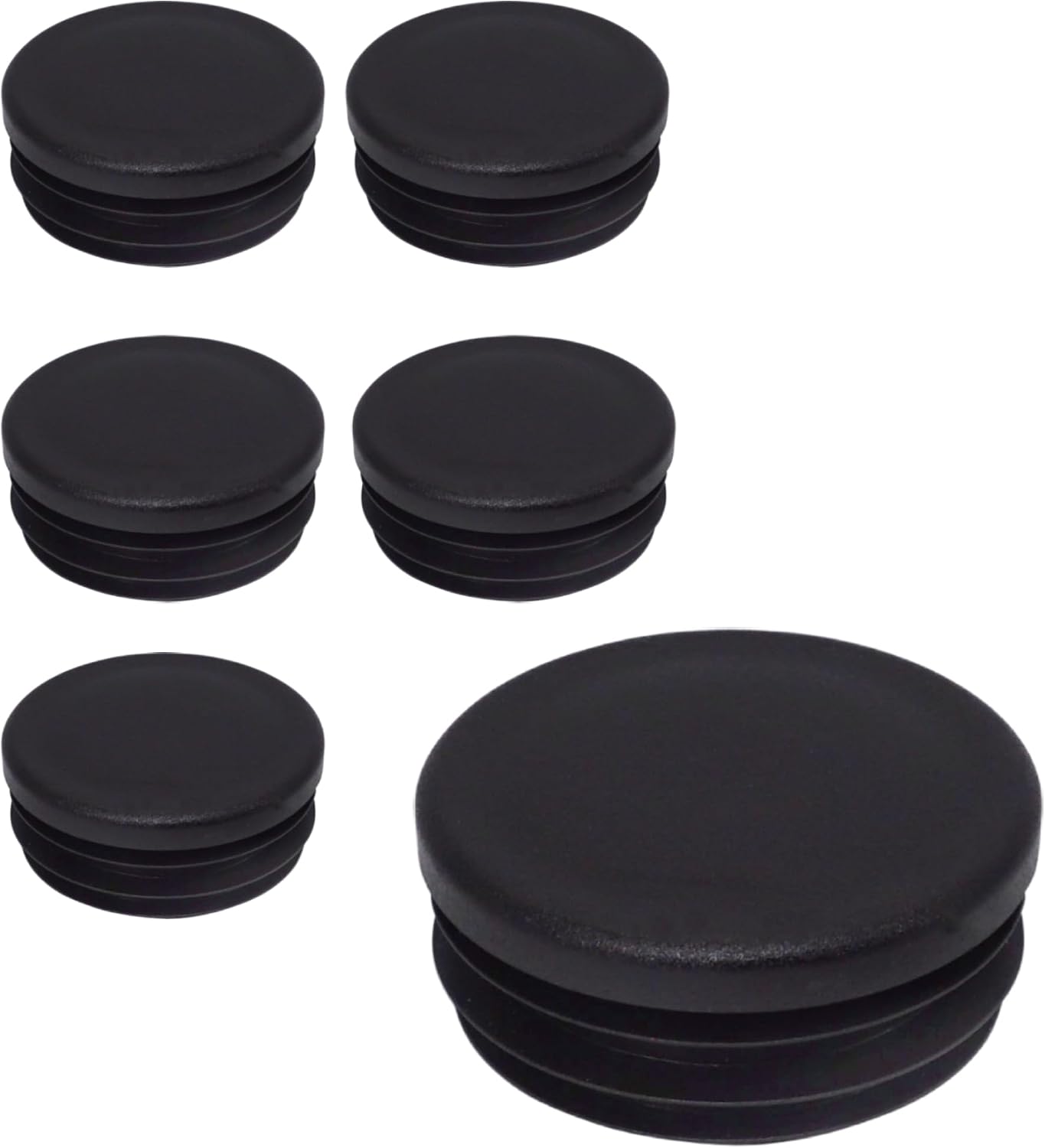 Satz Mit 6 Runden Rohrendkappen 45 Mm, Schwarzer Kunststoff Ral 9005 Für Zaunpfosten (industriell)