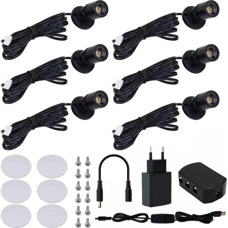 6er-set Drehbare Led-spots (360°), Mini-aufbauleuchten Mit Usb-anschluss, Warmweiß (3000 K), Für Kleiderschrank/flur