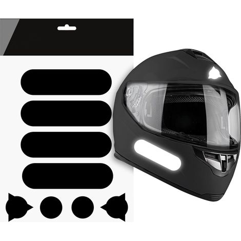 Set Mit 8 Motorradhelm-aufklebern, Schwarze Reflektorstreifen, Rennsport-design, Sicherheit Bei Nacht