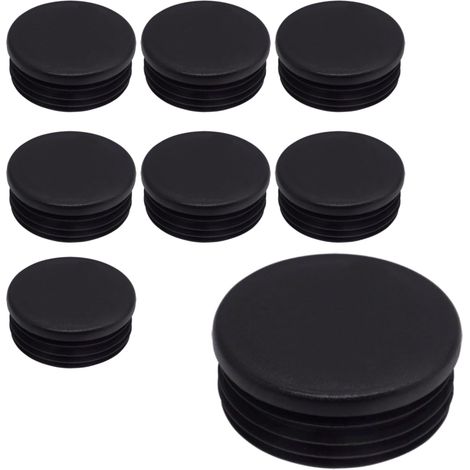 Set Mit 8 Pfostenkappen, Rund, 70 Mm, Schwarzer Kunststoff, Für Zäune Und Gartenmöbel