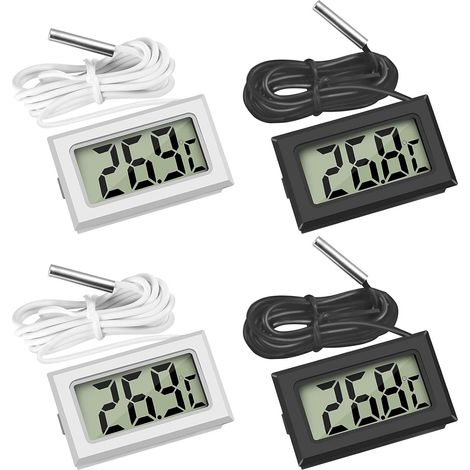 4-teiliges Digitales Thermometer Mit Externer Sonde, Wasserdichtem Lcd-display Für Kühlschrank, Aquarium Und Keller