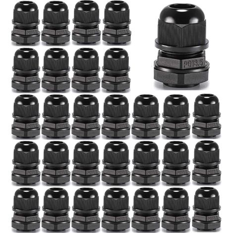 30 Kabelverschraubungen, Pg13.5, Wasserdicht Ip68, Schwarzer Pp-kunststoff, 6–12 Mm Kabel, Haus- Und Gartenbeleuchtung