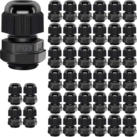 40 Kabelverschraubungen, Pg9-kabelstecker Ip68, Schwarzer Pp-kunststoff, 4–8 Mm, Haus- Und Gartenbeleuchtung