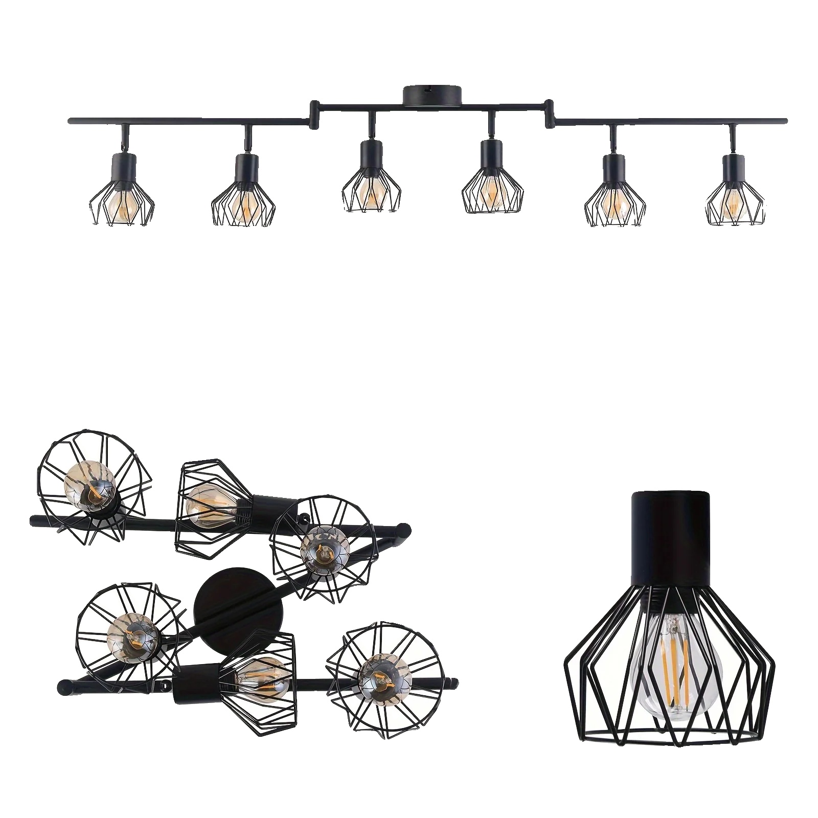 Deckenleuchte, Verstellbarer Winkel, Modernes, Ultradünnes Design, 6 Leuchtenköpfe, Leuchtmittel Nicht Enthalten
