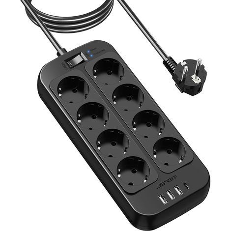 Steckdosenleiste Mit 8 Steckdosen, 3 Usb-a-anschlüssen, 1 Usb-c-anschluss, 3 M Kabel, Kindersicherung, Homeoffice
