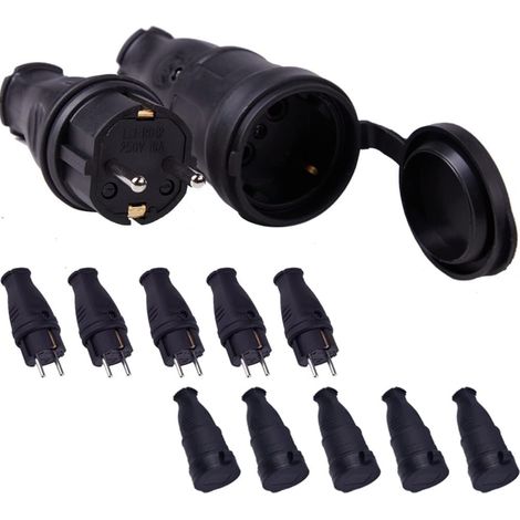 Sets Stecker (männlich/weiblich), Gummi, Ip44, Wasserdicht, 250 V, 16 A, Baustelle