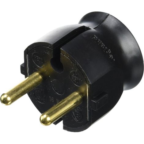 Extraflacher Stecker Ohne Erdung, Seitlicher Ausgang, Schwarz, Für Geräte Der Schutzklasse Ii