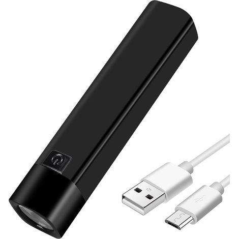Wiederaufladbare Usb-led-taschenlampe, 350 Lumen, Mini-taschenlampe Mit Powerbank-akku, 1200 Mah, 18650, Extrem Leistungsstarke Seitenleuchte (schwarz)