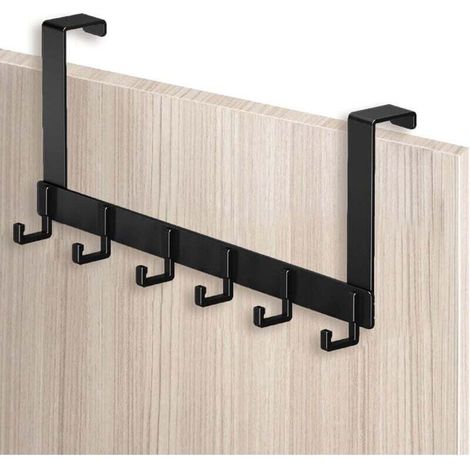 Türhänger Aus Edelstahl – 6 Haken – Bohrfreie Montage – Passend Für Türen Mit Einer Stärke Von 4,1 Bis 4,5 Cm, Schwarz