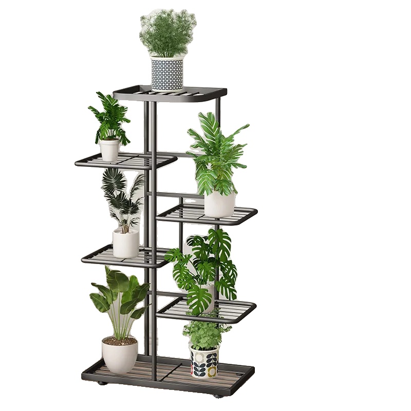 Pflanzenständer, Platzsparendes Design, Robuste Metallkonstruktion, 6-stufig – Schwarz