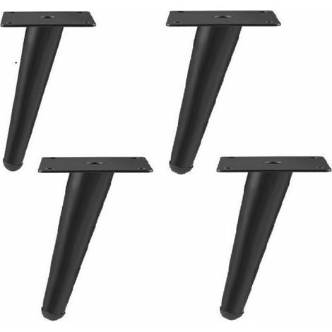 4-teiliges Möbelset: Kegelförmige, Abgewinkelte Sofa- Und Tv-ständerbeine, Kegelförmige Möbelbeine Aus Eisen (12 Cm, Mattschwarz, Abgewinkelt).