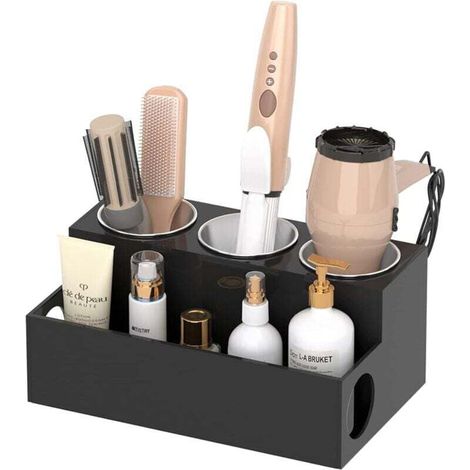 Schwarzer Acryl-organizer Für Haarstyling-geräte, Haartrockner Und Haarstyling-ständer, Freistehender Haartrocknerständer Fürs Badezimmer