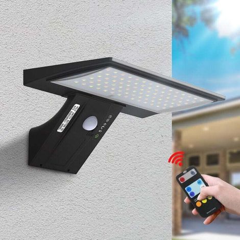 Solarbetriebene Außenleuchte, 90 Leds Mit Bewegungsmelder, 4 Modi, Wasserdicht, 3 Farben, Fernbedienung, Wandleuchte Für Garten Und Terrasse.