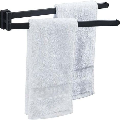 Drehbarer Handtuchhalter In Mattschwarz – Wandmontage Mit Schwenkstange – Robustes Edelstahl – Einfache Montage – Platzsparend