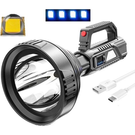 Led-taschenlampe, Tragbarer Usb-schnelllade-suchscheinwerfer Mit Intelligenter Elektrischer Anzeige