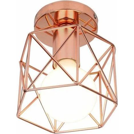 Retro-industrie-deckenleuchte In Quadratischer Form Aus Schwarzem Metall, E27-fassung, Kubische Käfig-pendelleuchte Für Wohnzimmer, Schlafzimmer, Café, Bar, Restaurant, Eingangsbereich, Flur (roségold
