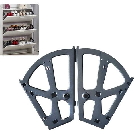 Set Mit 2 Edelstahl-scharnieren Für Schuhschränke Mit Klapprahmen Und Schuhablage – Schwarz