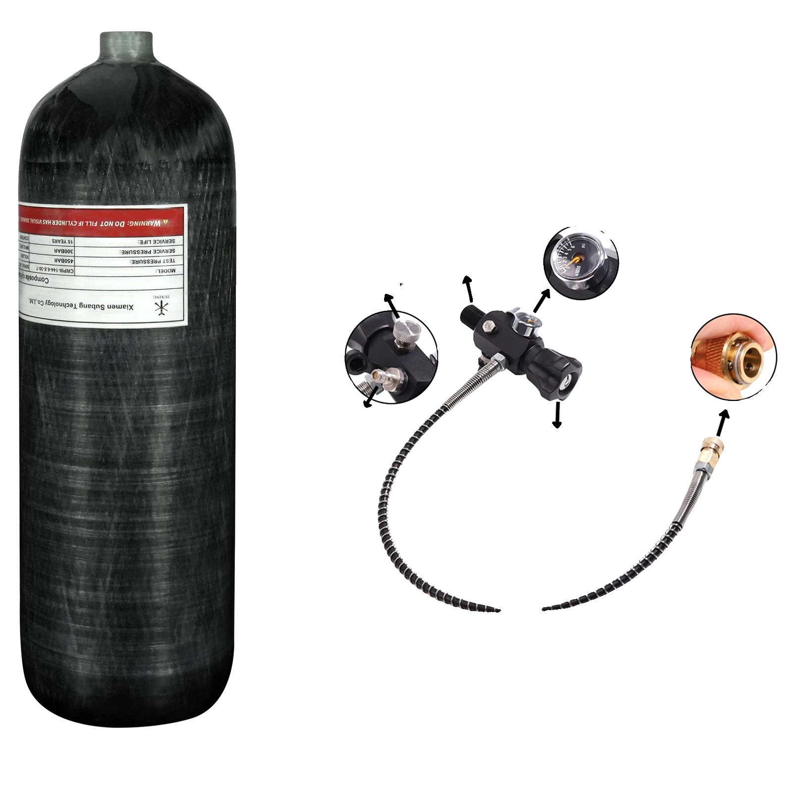 Hpa-tank, Kohlefaserkonstruktion, Hochdruckleistung, 6,8 L Mit Ventil