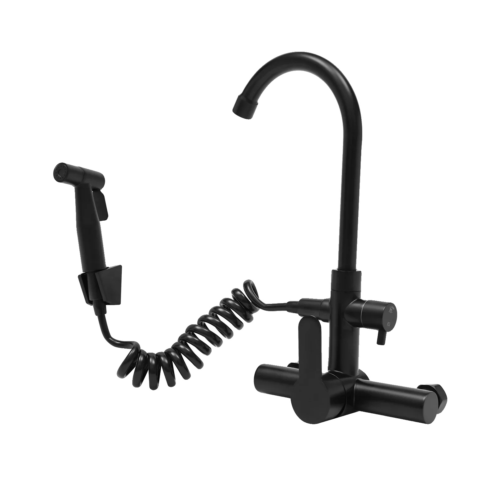 Küchenarmatur, Modernes Design, Multifunktionsbrause, Schwarz