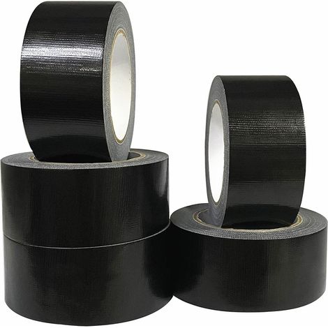 Packung Mit 5 Rollen Schwarzem Gewebeband, 220 Mikron X 50 Mm X 20 M, Schwarzes Gaffer-tape, Amerikanisches Dichtungs- Und Reparaturband, Hochbelastbares Gewebeband, Breites, Starkes Schwarzes Klebeba