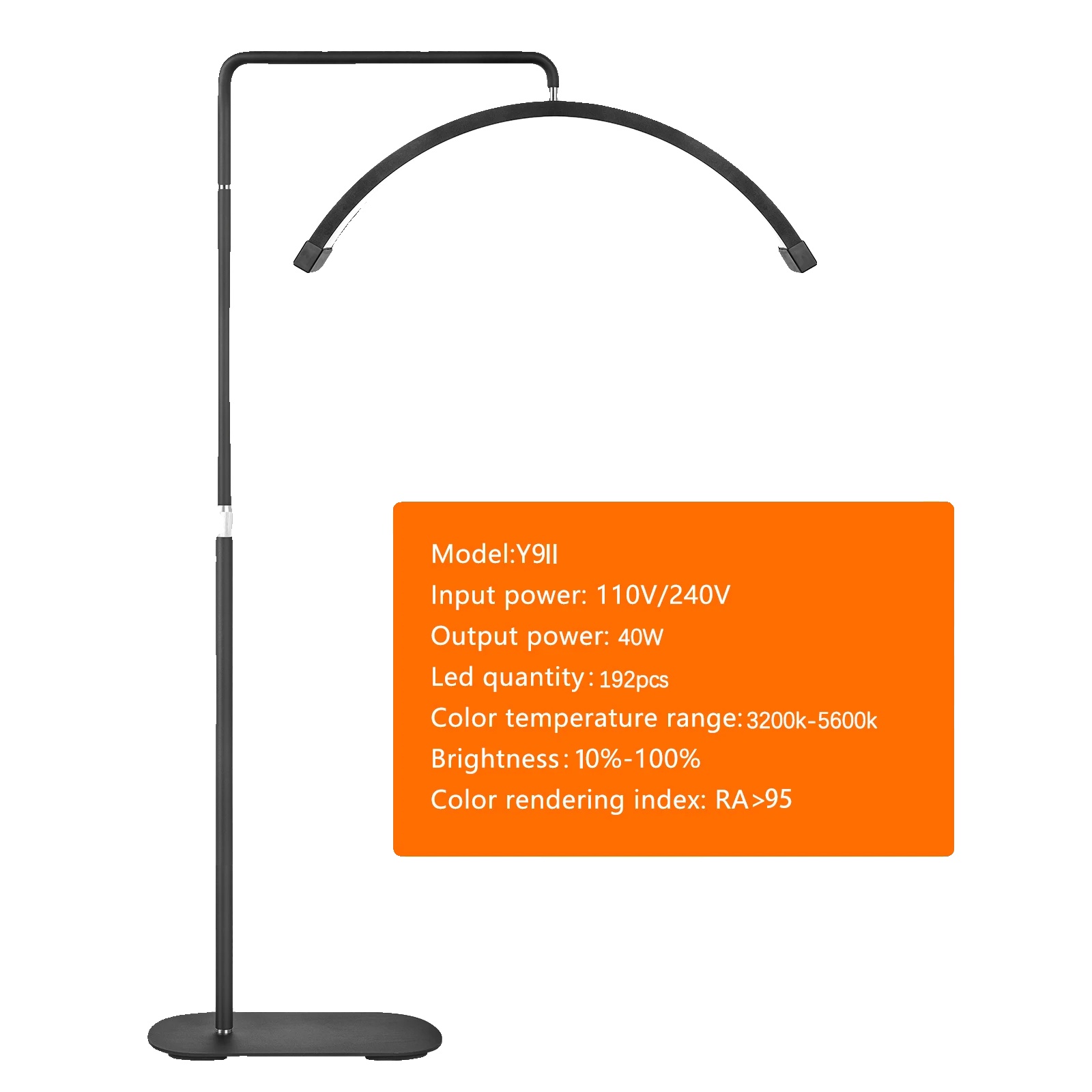 Led-videoleuchte, Helligkeit Einstellbar, Touch-steuerung, Schwarz Y9ii