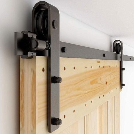 Schiebetürbeschlag-set, Schiene Aus Kohlenstoffstahl, Pom-rollen, Für 61 Cm Breite Türen