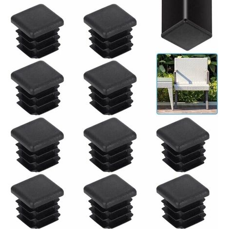 Packung Mit 20 Quadratischen Kappen Für 2020 Mm Rohre, Schwarz, Aus Kunststoff. Endkappen Für Stuhl-, Tisch- Und Möbelbeine (schränke, Stühle Usw.).