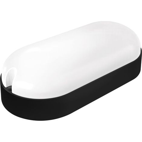 Ovale Led-wandleuchte, Schutzart Ip65, Metall, 9 W, Schwarz