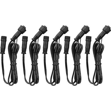 5er-packung 1 M Lange Verlängerungskabel, 2-polig Mit Stecker Und Buchse, Schutzart Ip67 (wasserdicht) Für Terrassenbeleuchtung