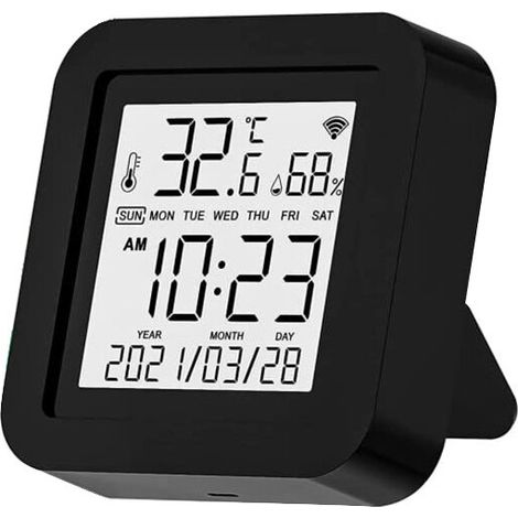 Temperatur- Und Feuchtigkeitssensor, Intelligente Infrarot-fernbedienung Für Tv/heimkino/klimaanlage, Lcd-bildschirm, Tuya/smart Life/alexa/google Assistant, 6,5 X 6,5 X 1,7 Cm, Schwarz