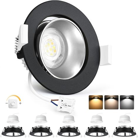 Set Mit 6 Einbaustrahlern, 5w Dimmbare Led, 3 Farbtemperaturen, Ip44, Für Badezimmer Und Wohnzimmer