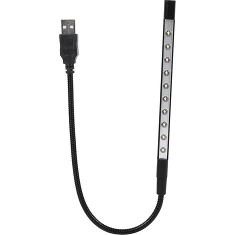 Usb-tastatur- Und Leselampe, 10 Mini-led-leuchten Mit Flexiblem Schwanenhals Für Laptops, Usb-betrieben, Tragbar Für Schreibtische, Bücher, Nachttische, Tastaturen Und Arbeitsflächen, Schwarz