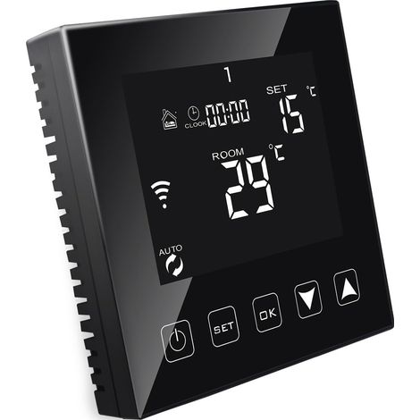 Programmierbarer 16-a-wlan-thermostat Für Fußbodenheizung, Schwarz, Alexa-kompatibel
