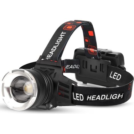 Led-kopfleuchte, 4 Lichtquellen, Batteriebetrieben, 20 W, Ausziehbarer Zoom, Wasserdicht (ip6), Aluminiumlegierung