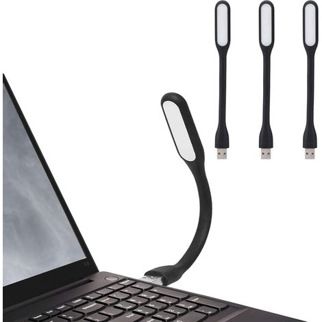 Set Mit 3 Mini-led-lampen Mit Flexiblem Schwanenhals Und Usb-anschluss Für Laptop, Tastatur, Schwarz