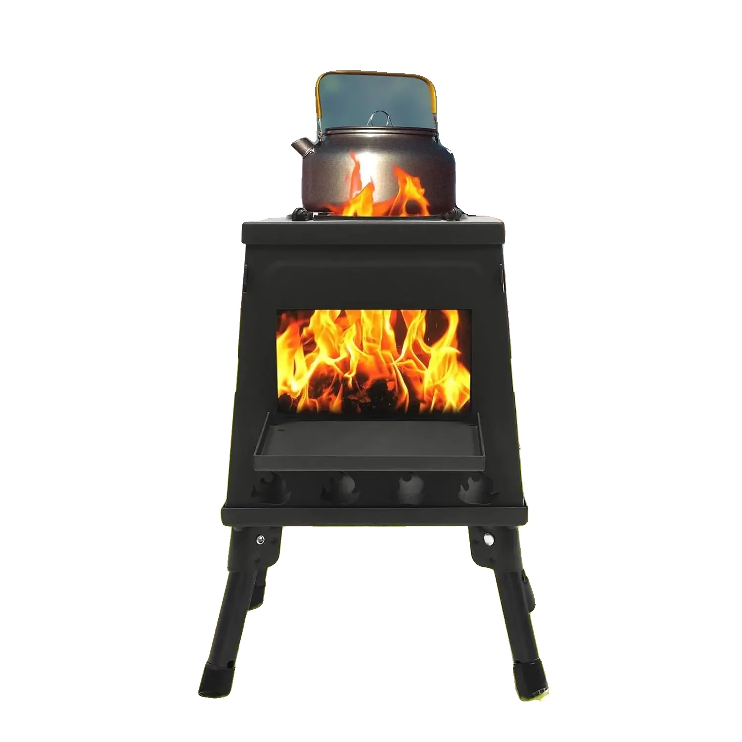 Outdoor-kocher, Tragbares Design, Energieeffizient Mit Holz, Schwarz