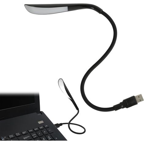 Mini-usb-laptopleuchte Mit Schwanenhals, Dimmbare Leseleuchte, Laptop-leselampe, Schwarz