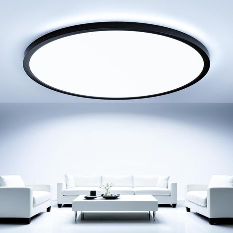 52-w-led-deckenleuchte, 5200 Lm, Moderne Runde Innenleuchte, Ip44 Wasserdicht, Badezimmerleuchte, Ultradünne Schwarze Deckenleuchte Für Wohnzimmer, Schlafzimmer, Küche, Büro, Kaltweiß (6500 K), Ø 50 C
