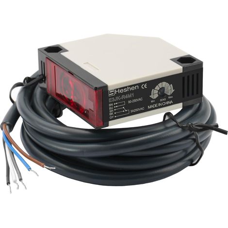 E3jk-r4m1 Lichtschranke, Wechselstrom 90–250 V, Erfassungsbereich 4 M, Rückreflexion, Undurchsichtiges Objekt