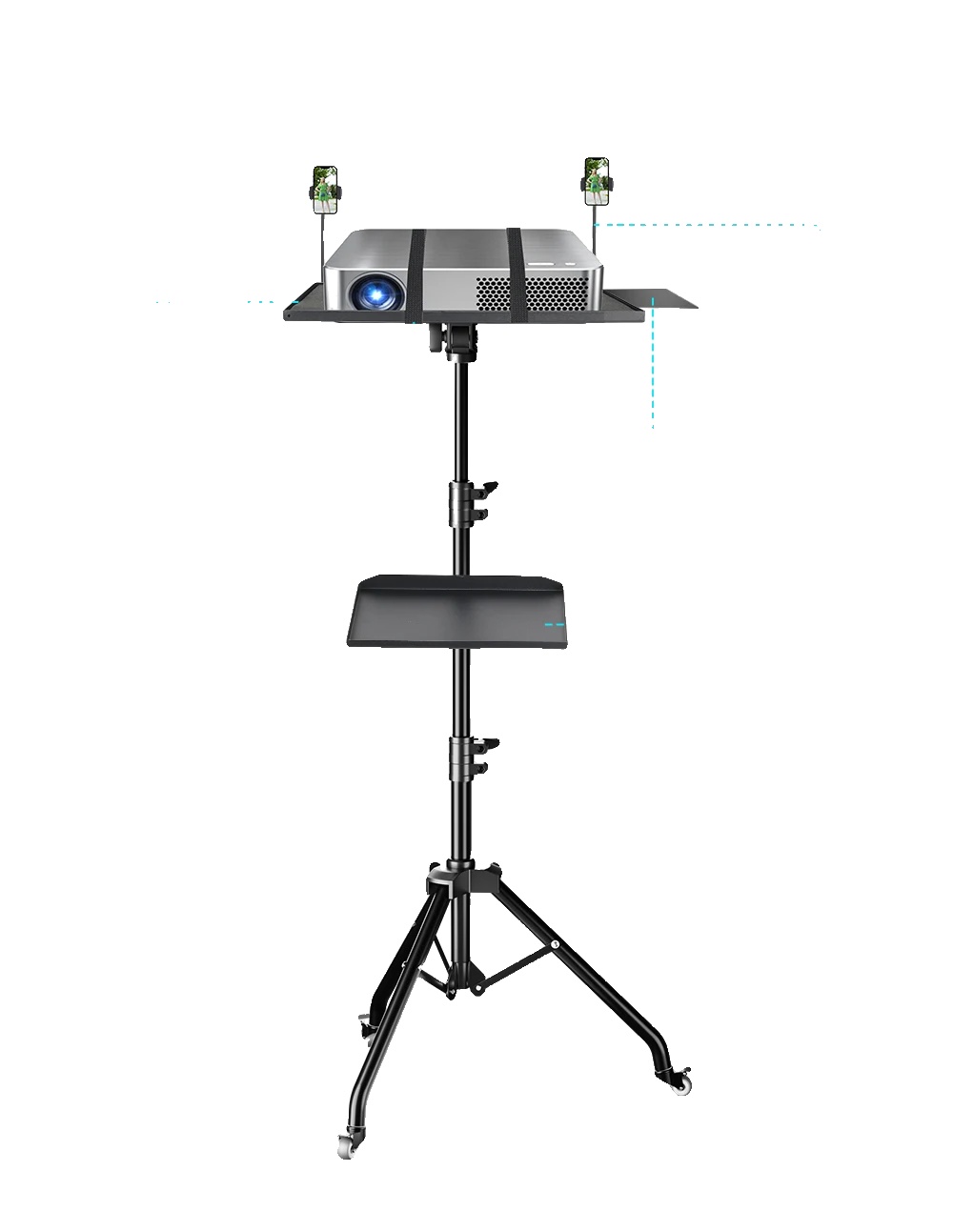 Projektorstativ, Höhenverstellbar, Doppelplattformen, 145 Cm