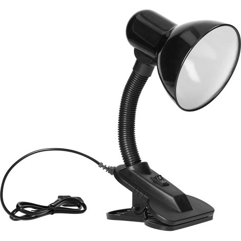 Virone Latsa 10w Leselampe Fürs Bett E27 Mit Klemme Und Schalter, Stahl + Flexibler Kunststoff, 90cm Kabellänge (schwarz)