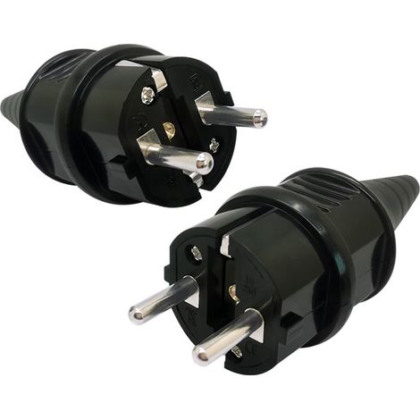 16-a-anschlussstecker, Zweipoliger Rundstecker, Französischer Stecker, Schwarz