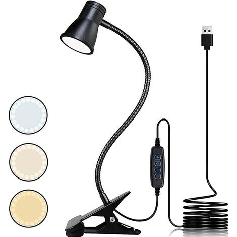 Led-klemmleuchte Mit Zoomfunktion: Dimmbare Klemmleuchte, Usb-schwanenhalsleuchte Mit 3 Farbtemperaturmodi, Led-klemmleuchte, Nachttischlampe, Fürs Schlafzimmer